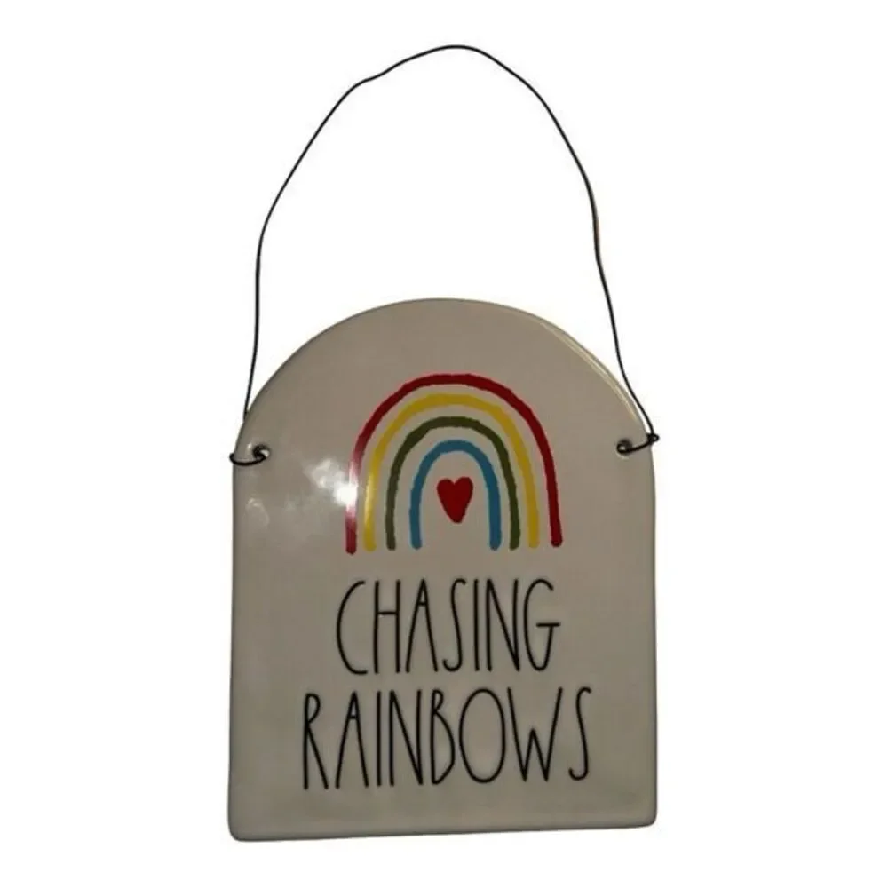 Rae Dunn Chasing Rainbows Sign Wall Decor Rainbow Heart‎ Farmhouse Style